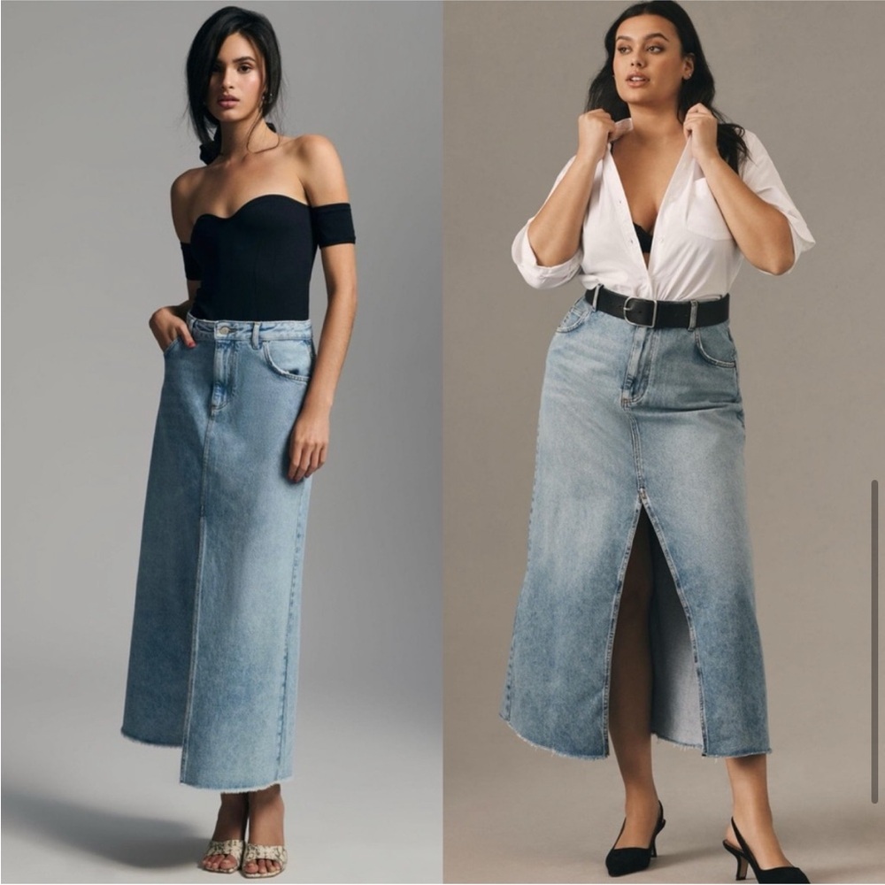 Pilcro Light Blue A-Line Denim Skirt